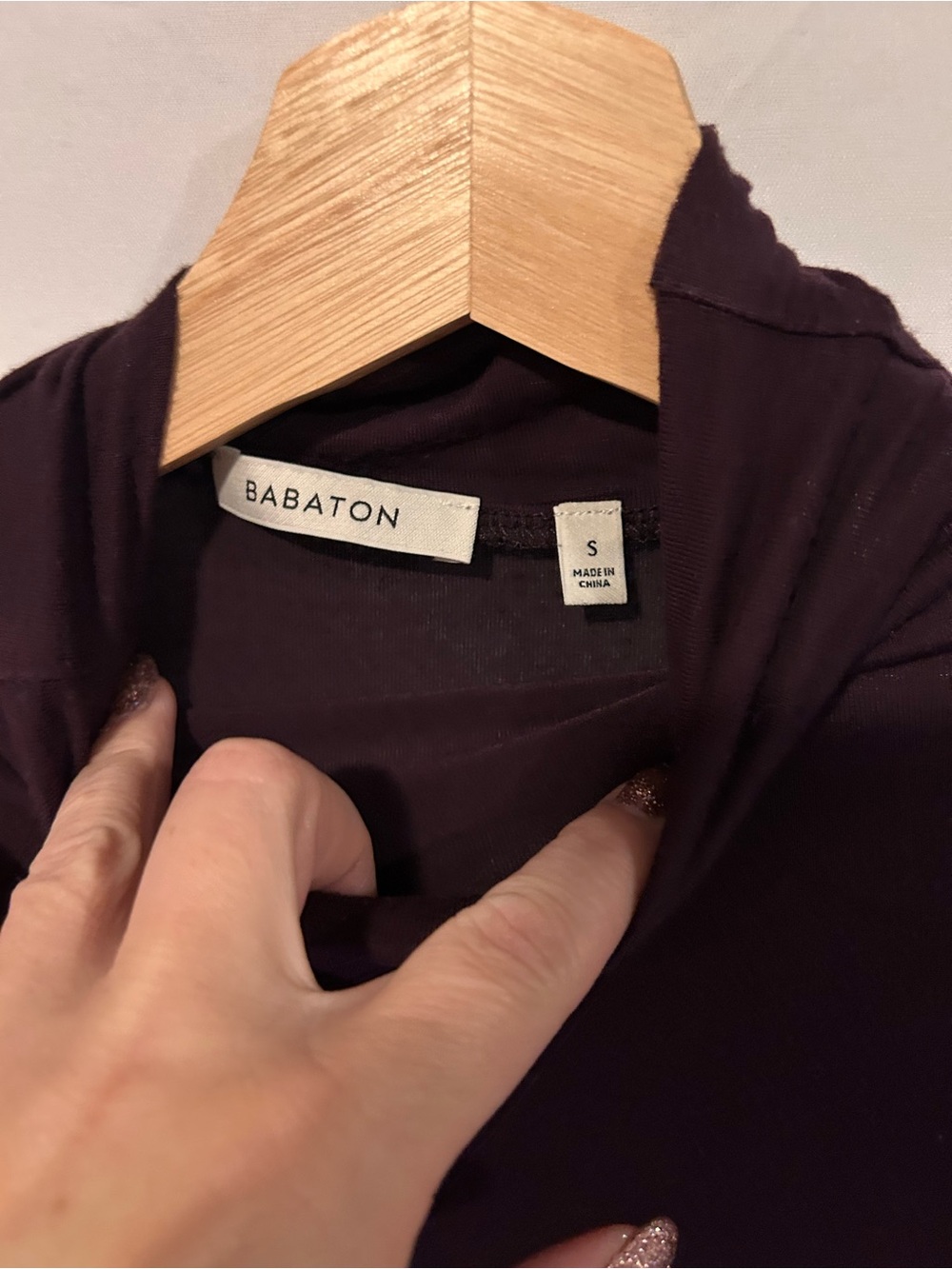 Babaton Long Sleeve Draped Turtleneck Top in Deep Plum - Picture 4 of 6